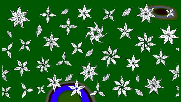 Raster deseni. Bahar çiçekleri dallı desen, yeşil renkler çiçekli siluet.