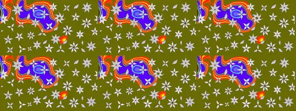 Raster illüstrasyonu. Çizim çiçek deseni duvar kâğıdı olarak kullanılabilir. Kahverengi renkte çiçekler.