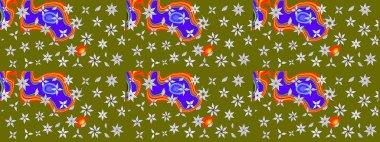 Raster illüstrasyonu. Çizim çiçek deseni duvar kâğıdı olarak kullanılabilir. Kahverengi renkte çiçekler.