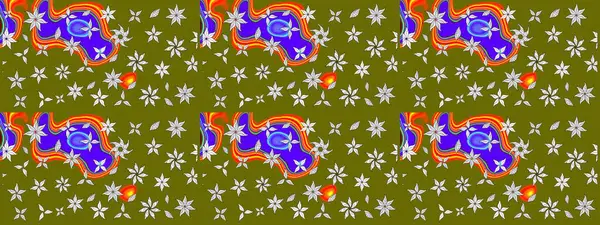 Raster illüstrasyonu. Çizim çiçek deseni duvar kâğıdı olarak kullanılabilir. Kahverengi renkte çiçekler.