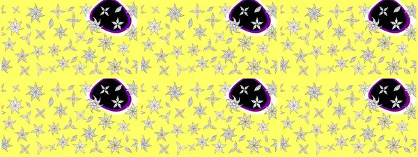 Varicoloyellow Raster çizimi. Küçük çiçekteki sevimli çiçek deseni. Birçok sarı soyut çiçekli tropikal çizim deseni.