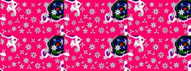 Renkli Bahar Teması eskiz kalıbı. Düz Çiçek Elementleri Tasarımı. Sevimli çiçek raster deseni. Mor renkte çiçekler.