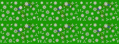 Renkli çizim kalıbı. Çiçek arkaplan. Çiçek duvar kâğıdı. Raster illüstrasyonu. Yeşil renklerde şirin tekstil.