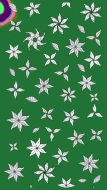 Yeşil renkli çiçekler. Raster illüstrasyonunda çiçek deseni çizimi.