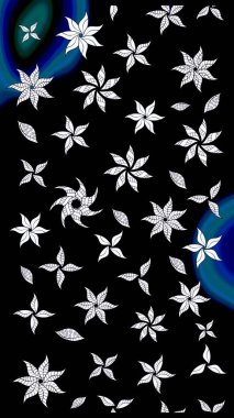 Raster illüstrasyonu. Çizim kalıbı. Ultraviyole kumaş deseni. Organik motif arkaplanı.