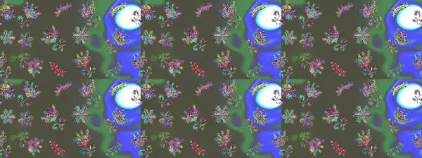 Soyut etnik raster çizim kalıbı. Kabile sanatı boho baskısı, klasik çiçek arkaplanı. Arkaplan dokusu, duvar kağıdı, çiçek teması gri, yeşil ve mavi renkler.