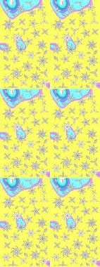 Sarı renkli çiçekler. Düz Çiçek Elementleri Tasarımı. Renkli Bahar Teması eskiz kalıbı. Raster illüstrasyonunda çiçek deseni çizimi.