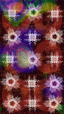 Kar tanesi süsleme deseni. Raster illüstrasyonu. Kar taneleri deseni. Renkli arka planda izole edilmiş kar tanelerinin düz tasarımı. Kar taneleri arkaplanı.