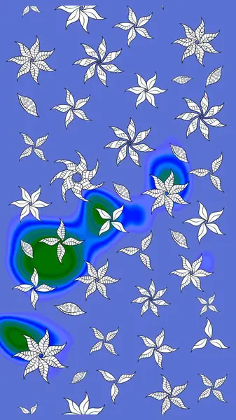 Raster suluboya çiçek deseni, narin çiçekler, mavi çiçekler, tebrik kartı şablonu. Güzel kumaş deseni.