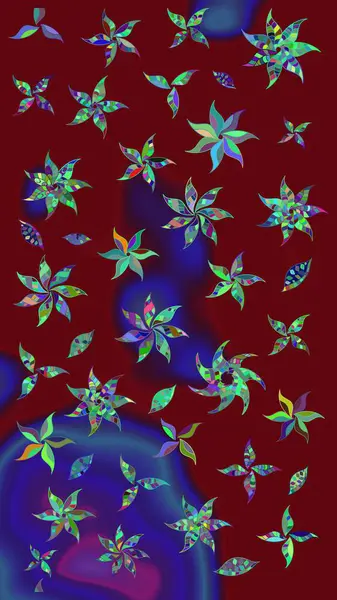 Kırmızı renklere karalamalar çizilmiş çiçek deseni. Raster illüstrasyonu.