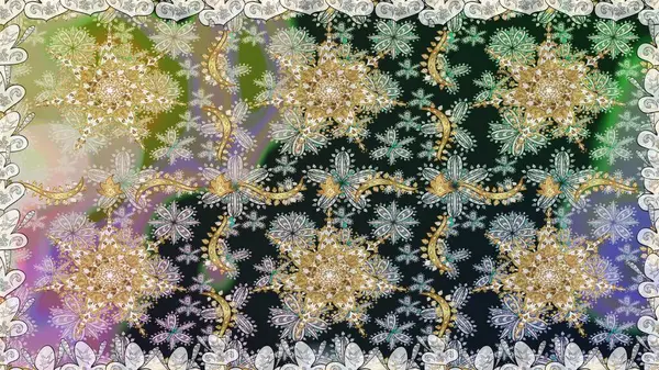 Kusursuz altın desen. Altın elementli gri renkler. Raster altın çiçek süsü brokar kumaş ve cam desenli. Çiçek desenli altın metal..