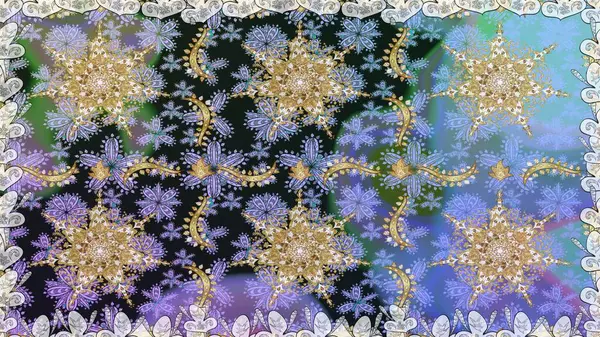 Paisleys zarif çiçek desenli dikdörtgen arka plan duvar kâğıdı illüstrasyonlu klasik stil, modern 3D çizgili sanat altın ve gri desenli çiçek yaprakları ve süslemeleri..