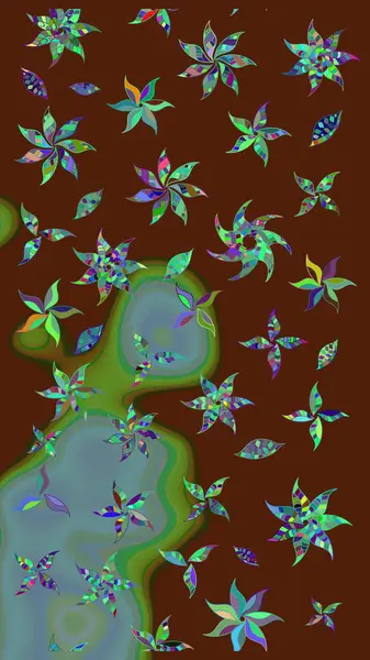 Güzel kumaş deseni. Renkli Bahar Teması eskiz kalıbı. Karalama çiçeği. Raster illüstrasyonu. Zentangle soyut çiçekleri. Düz Çiçek Elementleri Tasarımı.