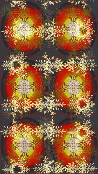 Yeni yıl kar tanesi. Düz kar karalama ikonları, kar taneleri kahverengi, gri ve kırmızı renkli siluetler noel afişi, kartlar. Güzel soyut kar taneleri raster tasarımı..