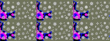 Botanik çizim kalıbı. Organik elementler. Suluboya etkisi. Raster deseni.