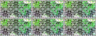 Gri üzerine gri. Çiçekli ipek eşarp. 1950-1960 motifleri. El çizimi çiçek unsurları olan soyut, dikişsiz raster deseni. Retro tekstil tasarım koleksiyonu.