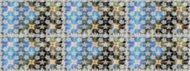 Raster illüstrasyonu. Raster deseni. Patlayan çiçekler soyut olarak yerleştirilmiş. Gri renkte bahar çiçekleri..