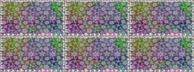 Düz Çiçek Elementleri Tasarımı. Asya tekstil tarzında. Gri renkli çiçekler. Renkli Bahar Temalı Kusursuz Arkaplan. Kusursuz çiçek deseni. Raster illüstrasyonu.