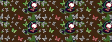 Erkekler, kızlar, elbiseler, duvar kağıtları için soyut çizim kalıbı. Kelebekli çizim şekli. Raster illüstrasyonu. Çizim, karalama, karalama. Sonsuz.