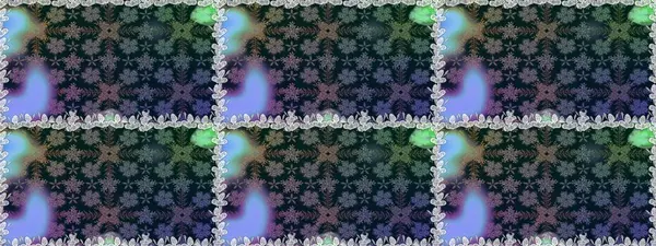 Kusursuz bir geçmişi var. Kumaş, tekstil, duvar kağıdı baskısı için. Raster illüstrasyonu. Renkli desenli, mavi çiçekli ve dekoratif elementli kusursuz desen. Antika retro tarzı.