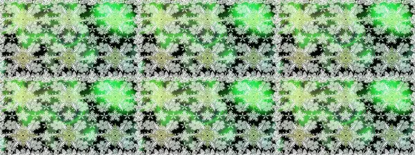 Raster illüstrasyonu. Kusursuz çiçek deseni. Asya tekstil tarzında. Raster illüstrasyonu. Yeşil renkte çiçekler.