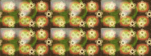 Yüzey için tekrarlanan doku, ambalaj kağıdı kahverengi, nötr ve yeşil renkte kar tanesi. Kış kar taneleri, raster arka plan.