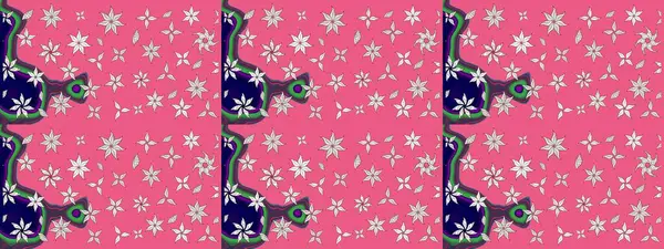 Raster illüstrasyonundaki çiçek desenli çizim. Pembe renkli çiçekler. Renkli Bahar Teması eskiz kalıbı. Düz Çiçek Elementleri Tasarımı.