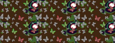 Erkekler, kızlar, elbiseler, duvar kağıtları için soyut çizim kalıbı. Kelebekli çizim şekli. Raster illüstrasyonu. Çizim, karalama, karalama. Sonsuz.