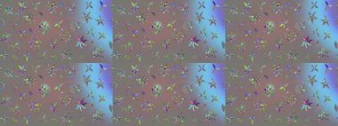 Düz Çiçek Elementleri Tasarımı. Gri renkli çiçekler. Raster Illustrasyon 'daki Çiçek Deseni' nin son moda çizimi. Renkli Yaz Teması çizim şablonu.