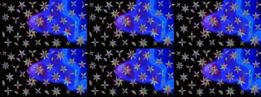 Suluboya çizimi. Çiçekli eskiz deseni. Siyah renkli çiçekler. El çizimi.