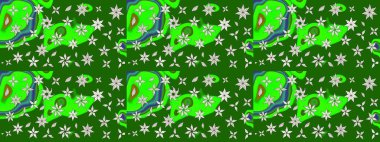 Yeşil renkte manzaralı çiçek deseni. Çiçek kompozisyonu, el boyası, hassas şablon. Üst manzara, yumuşak stil. Sevgililer günü ve tebrik kartı konsepti için şık bir davet.