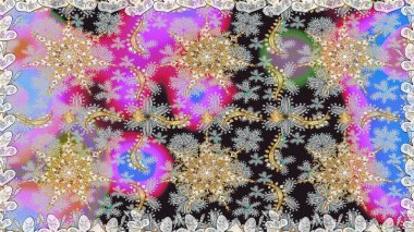 Damask arkaplanı tekerrür ediyor. Barok tarzında altın çiçek süsü. Gri renklerdeki altın element. Antika altın tekrarlanabilir duvar kağıdı.