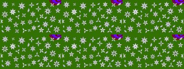 Düz Çiçek Elementleri Tasarımı. Raster güzel kumaş deseni çiziyor. Çiçek deseni. Renkli Bahar Teması çizim şablonu.