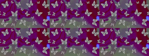 Raster illüstrasyonu. Çizim kalıbı. Renkli kelebekler. Web sayfası arkaplanları, duvar kağıtları, tekstil, yüzey dokuları için mükemmel.