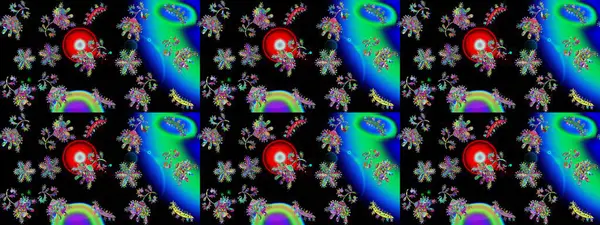 Kar tanelerinin soyut arkaplanı olan şirin bir Noel arkaplanı. Siyah, mavi ve yeşil kar taneleri. Raster illüstrasyonu. Renkler. Noel ve Yeni Yıl moda baskıları için tatil tasarımı.