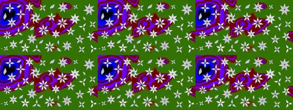 Şirin çiçek elementleri. Yeşil renkli çiçekler. Raster illüstrasyonu. Çizim.