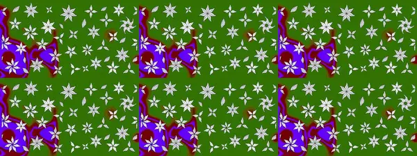 Çiçekli karalama şeklinde Raster çiçek deseni. Yumuşak, yeşil renkli yaz çiçekleri. Raster illüstrasyonu.
