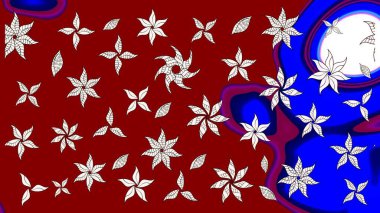 Arkaplan dokusu, duvar kağıdı, kırmızı renkli çiçek teması. Kabile sanatı boho baskısı, klasik çiçek arkaplanı. Soyut etnik raster çizim kalıbı.