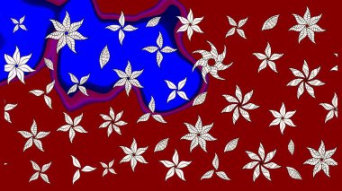 Retro tekstil tasarım koleksiyonu. Çiçekli ipek eşarp. Kırmızının üstüne kırmızı. El çizimi çiçek unsurları olan soyut çizim raster deseni. 1950 'ler-1960' lar motifleri.