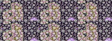 Raster illüstrasyonu. Küçük çiçekteki sevimli çiçek deseni. Gri renkli çiçekler.