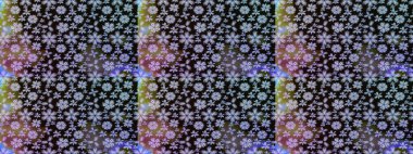 Soyut çiçek çizim kalıbı arka planı. Raster illüstrasyonu. Raster deseni. Küçük çiçekteki sevimli çiçek deseni. Siyah renklerde.