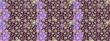 Renkli süs kenarı. Raster illüstrasyonu. Hint süsü. Çiçek duvar kağıdı. Kahverengi renklerde. Çizim deseni.