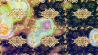 Doğulu stil, altın elementli mavi renkli altın desenli arabesk yapar. Kıvrımlı çizimler. Raster altın desen.