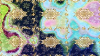 2019 Noel 'i, kar tanesi, yeni yıl. Tarafsız renklerde altın elementli klasik çizim kalıbı.