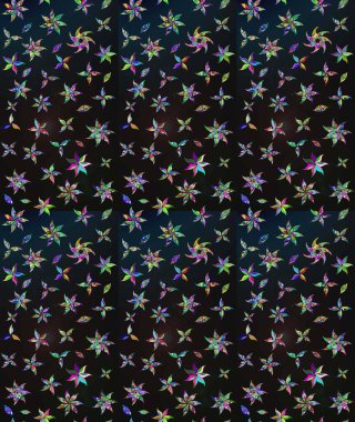 Raster illüstrasyonundaki çiçek desenli çizim. Gri renkli çiçekler.