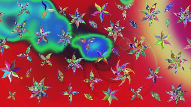 El çizimi. Çiçekli eskiz deseni. Kırmızı renkte çiçekler. Suluboya çizimi.