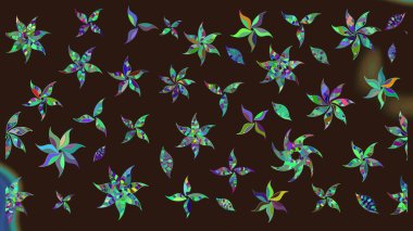 Suluboya, elle çizilmiş. Kahverengi üzerine çiçekler. Eskiz arkaplan modeli. Raster stoku.