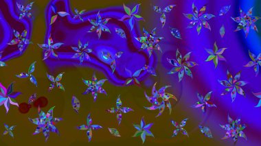 Raster illüstrasyonu. Raster çiçekleri klasik tarzda çizilmiş. Kahverengi renklerde bahar çiçekleri. Çiçekli yumuşak çizim deseni.