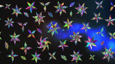 Raster illüstrasyonu. Şirin çiçekli eskiz deseni ve gri renkli yapraklar, suluboya çiçek deseni, duvar kağıdı, kart veya kumaş için fayanslı.