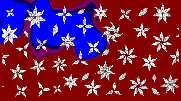 Retro tekstil tasarım koleksiyonu. Çiçekli ipek eşarp. Kırmızının üstüne kırmızı. El çizimi çiçek unsurları olan soyut çizim raster deseni. 1950 'ler-1960' lar motifleri.